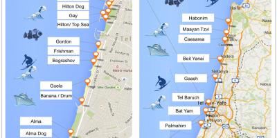 Χάρτης του Τελ Αβίβ παραλίες