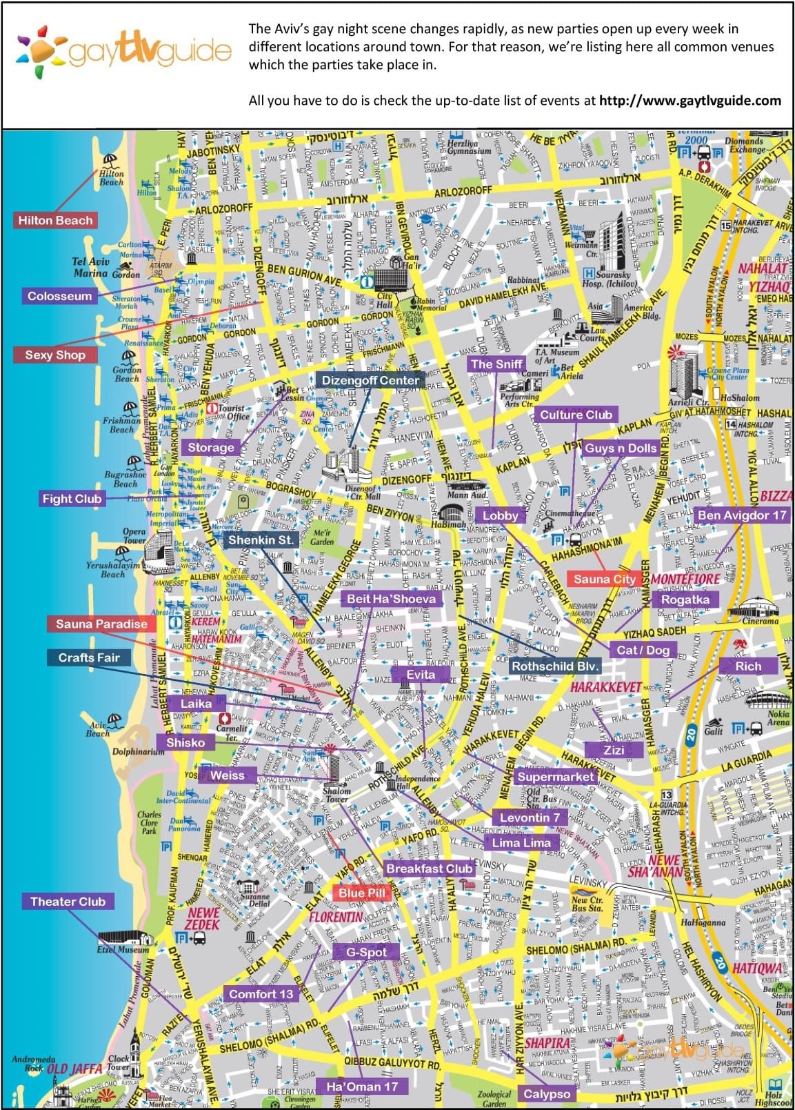 χάρτης της γκέι Τελ Αβίβ