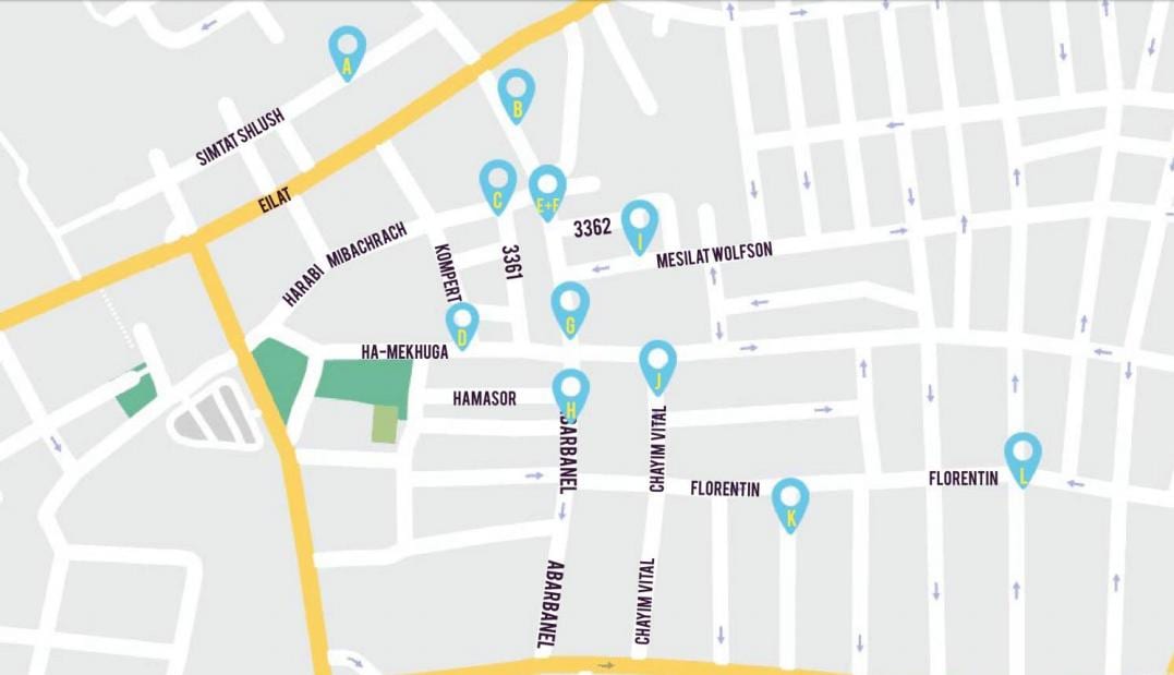 χάρτης της φλωρεντίν Τελ Αβίβ