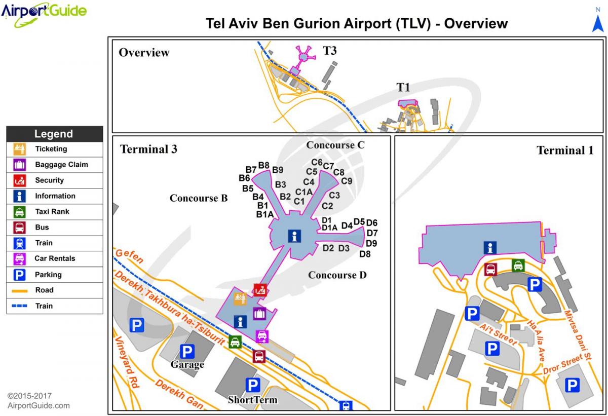 ben gurion airport terminal 1 χάρτης