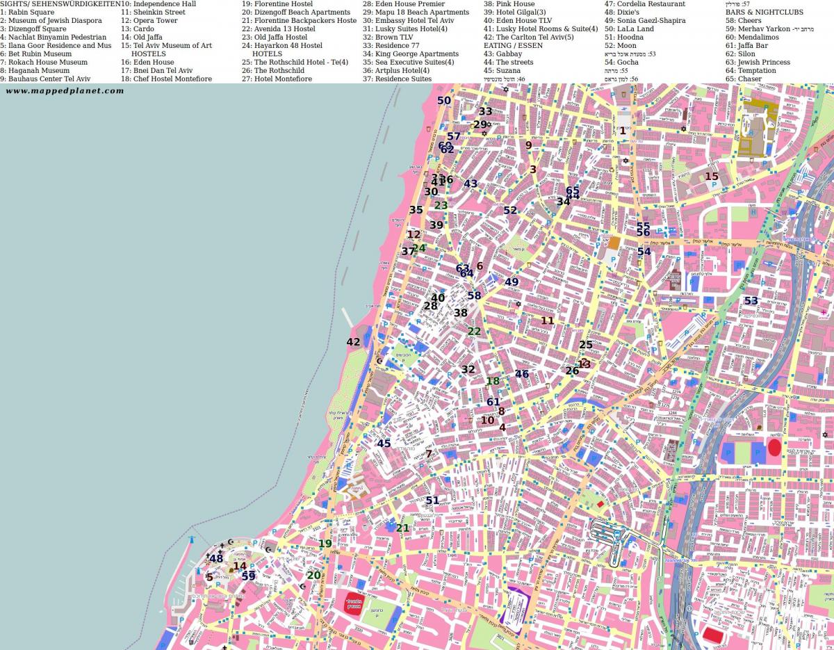 χάρτης της rabin square Τελ Αβίβ