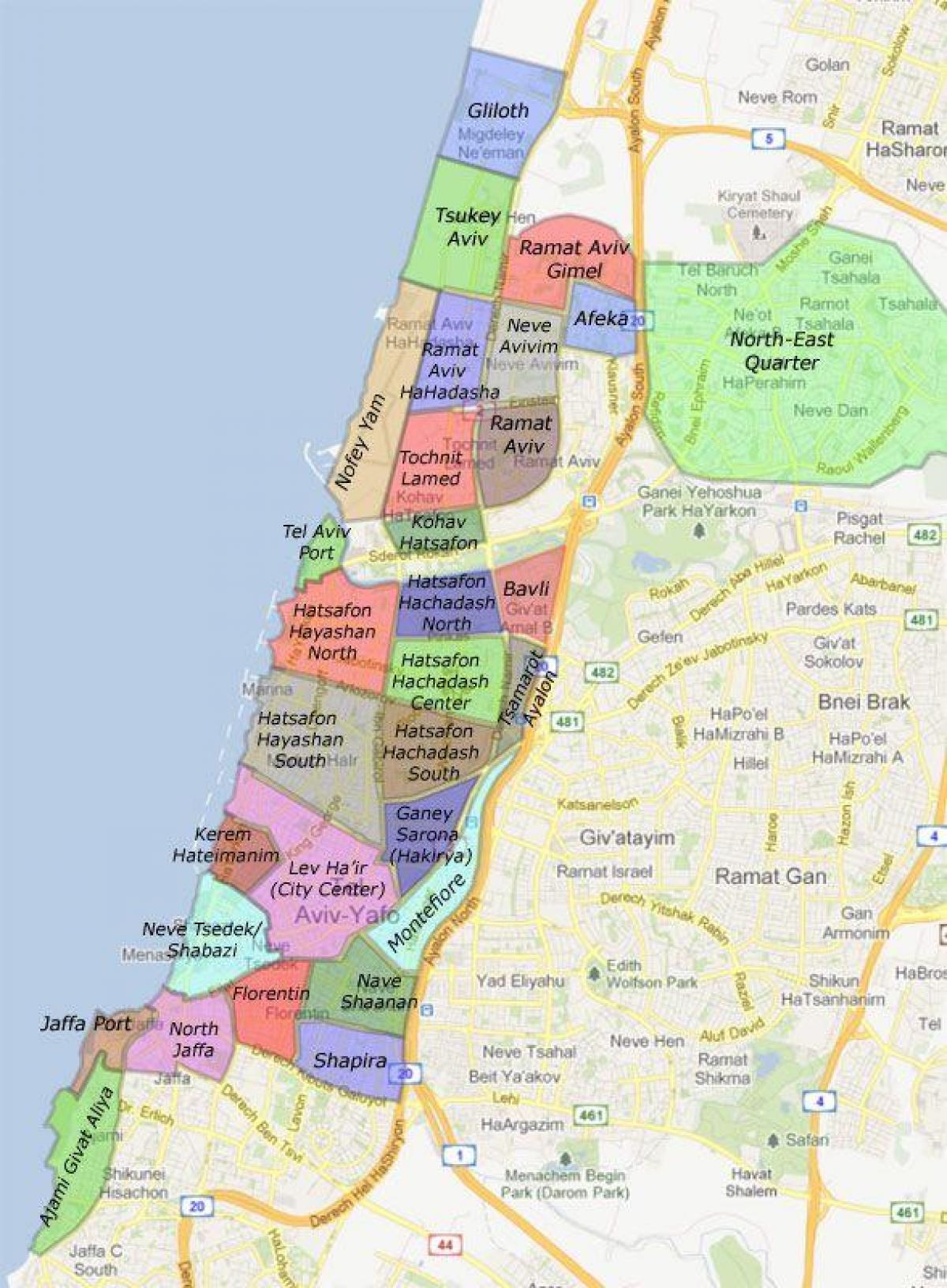 Τελ Αβίβ γειτονιές χάρτης