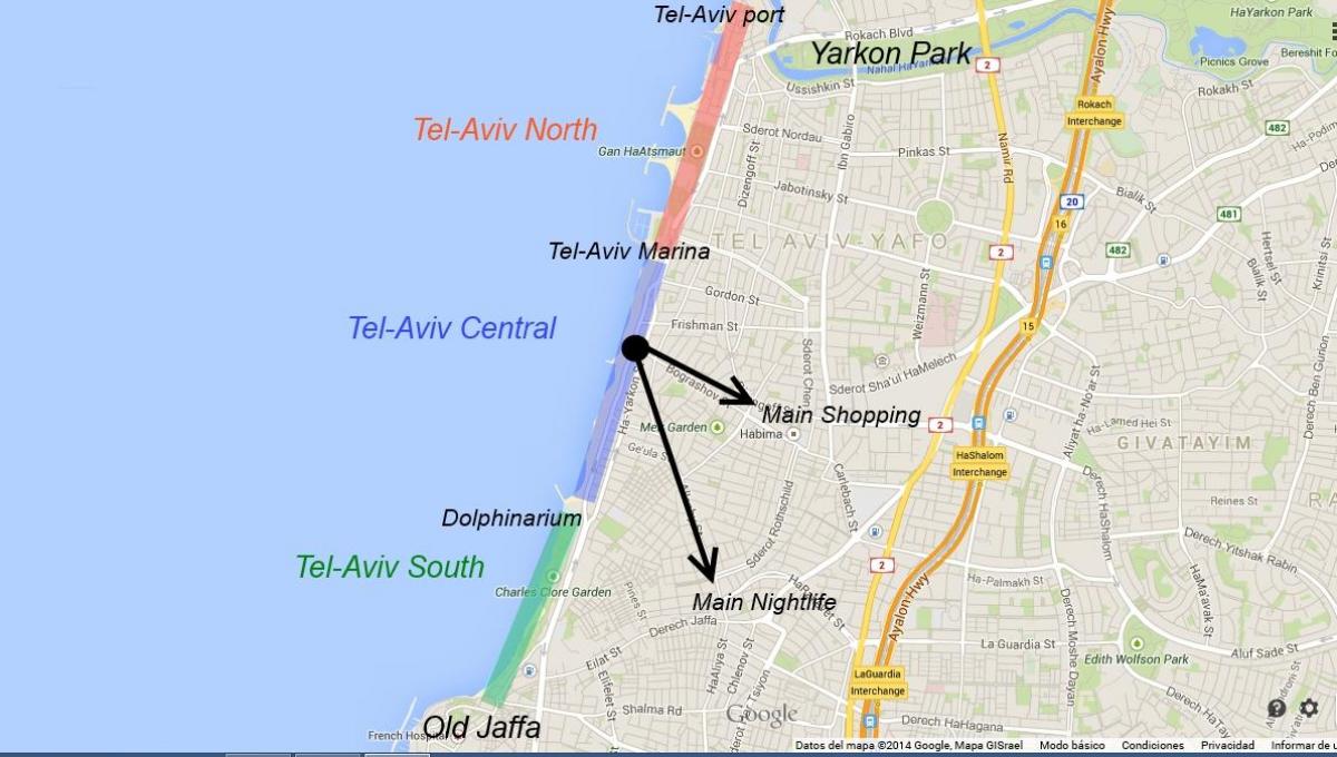 χάρτης του Τελ Αβίβ νυχτερινή ζωή