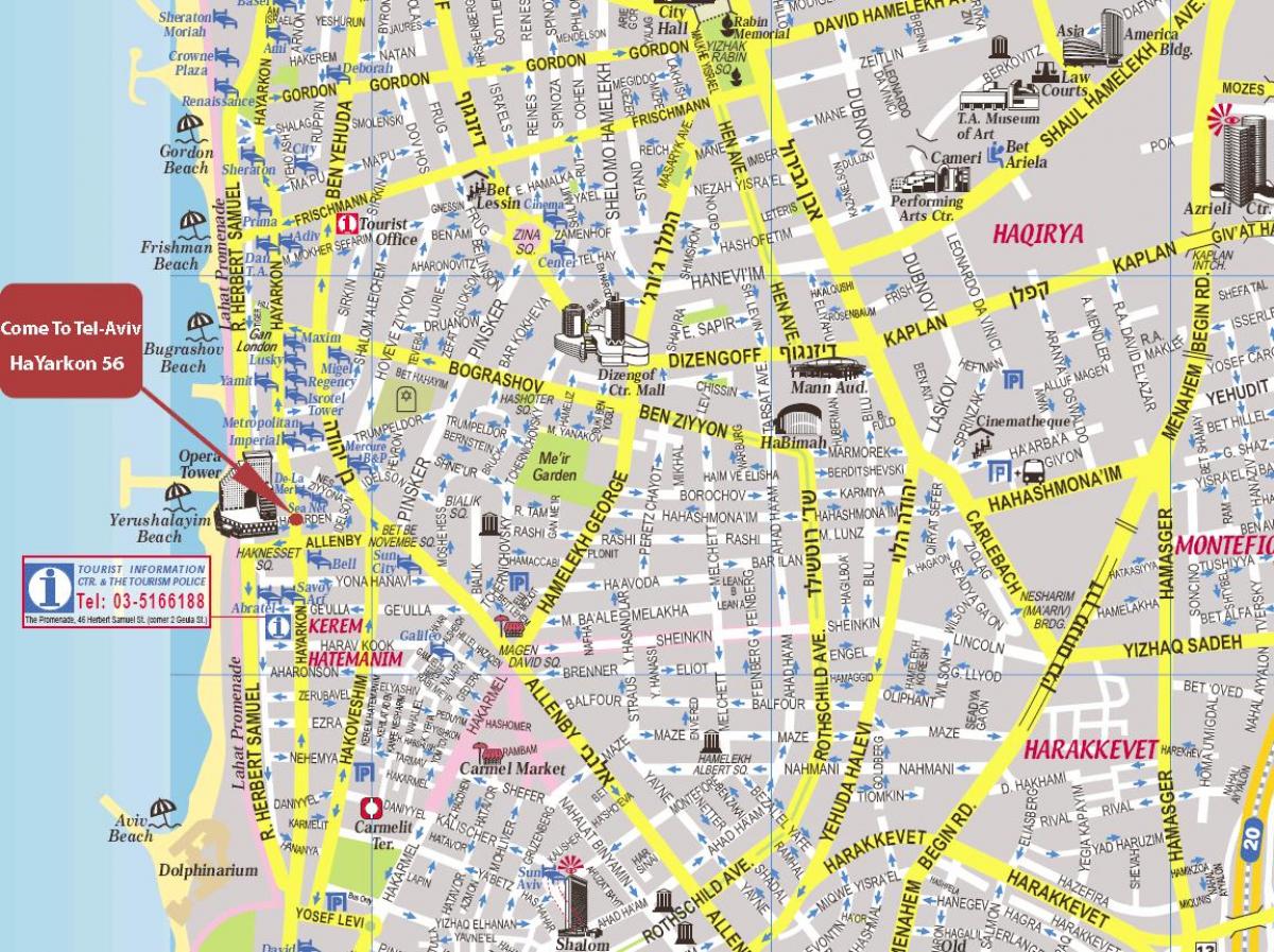 χάρτης του Τελ Αβίβ walking tour