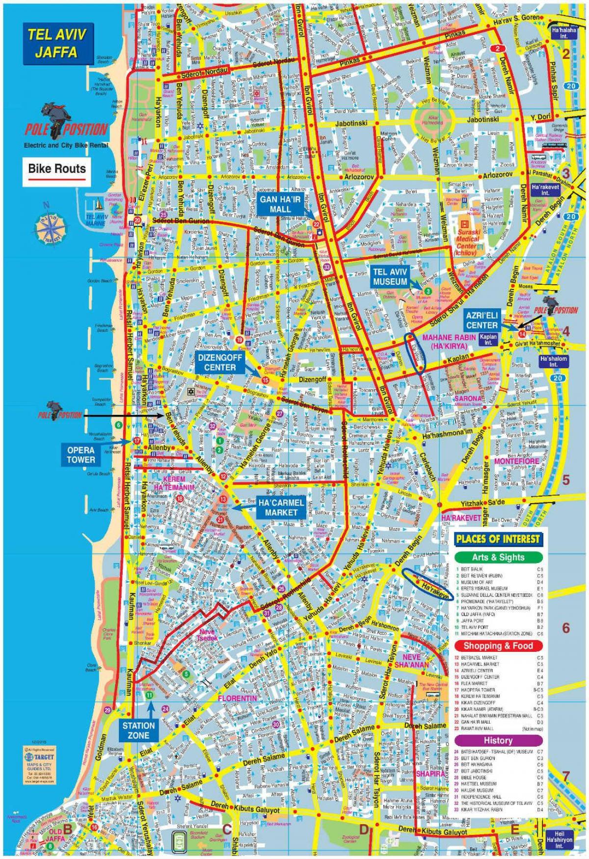 χάρτης του Τελ Αβίβ ποδήλατο