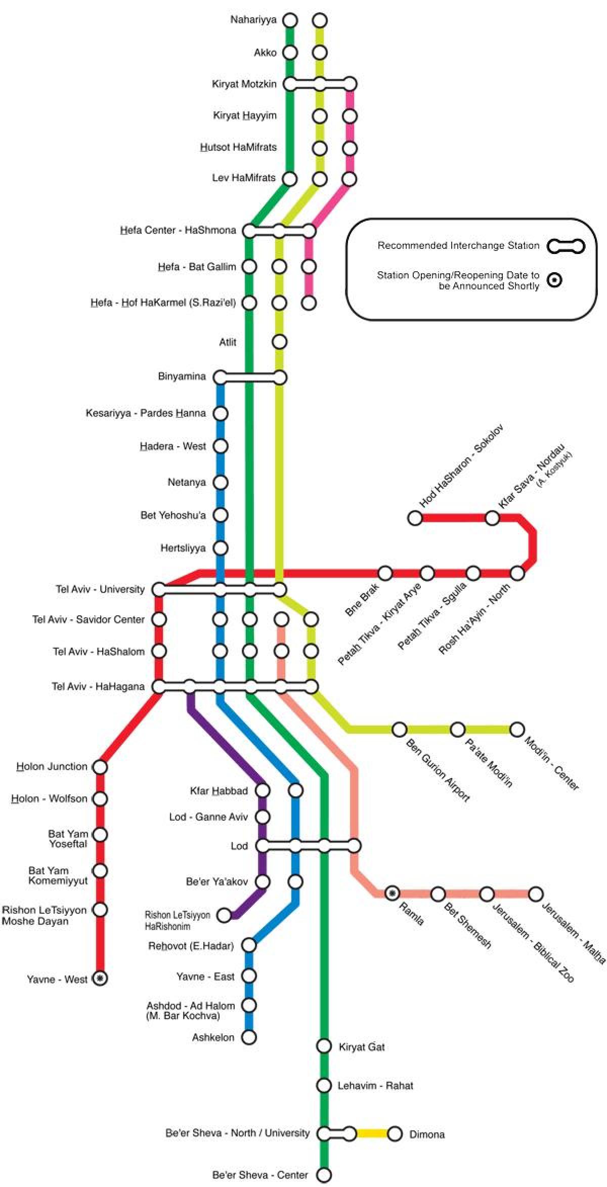 Τελ Αβίβ σιδηροδρομικοί σταθμοί χάρτης